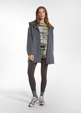 GIACCA LUNGA IN LANA CON CAPPUCCIO E ZIP GRIGIO - GREY | DEHA