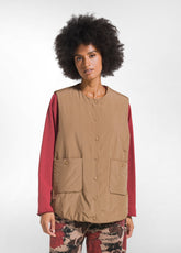 GILET OVERSIZE LEGGERO IMBOTTITO MARRONE - CAMEL BROWN | DEHA