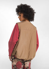 GILET OVERSIZE LEGGERO IMBOTTITO MARRONE - CAMEL BROWN | DEHA
