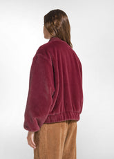 FAUX FUR BOMBER JACKET - RED - CHERRY RED | DEHA