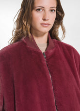 FAUX FUR BOMBER JACKET - RED - CHERRY RED | DEHA