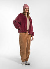 FAUX FUR BOMBER JACKET - RED - CHERRY RED | DEHA