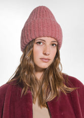 ALPACA BEANIE WITH TURN-UP CUFF - PINK - CORAL PINK | DEHA