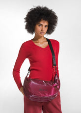 BORSA MEZZALUNA METALLIZZATA ROSSO - CHERRY RED | DEHA
