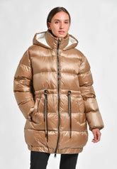 3/4 JACKET IN REAL BEIGE FEATHER - CAMEL | DEHA