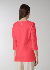 3/4 SLEEVES T-SHIRT - RED - CALYPSO CORAL | DEHA