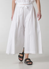 PANTALONE COULOTTE IN POPELINE BIANCO - WHITE | DEHA