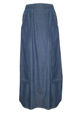 LINEN DENIM LONG SKIRT - BLUE - Dresses, skirts, and suits - Outlet | DEHA
