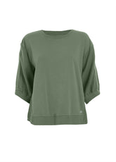 MIXED LINEN SWEATSHIRT - GREEN - Knitwear - Outlet | DEHA