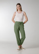 MIXED LINEN SWEATPANTS - GREEN - Pants - Outlet | DEHA