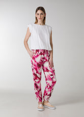 JOGGER IN RASO STAMPATO ROSA - Outlet | DEHA