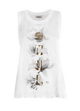 SATIN LAYERED GRAPHIC TANK TOP - WHITE - T-shirts - Outlet | DEHA