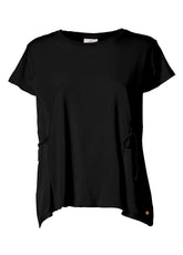 SATIN TRIMS BLOUSE - BLACK - Shirts & Blouses - Outlet | DEHA