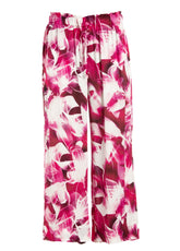 PANTALONE CROPPED IN VISCOSA STAMPATA ROSA - Outlet | DEHA
