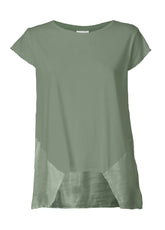 T-SHIRT CON DETTAGLI IN LINO VERDE - Top & T-shirts - Outlet | DEHA