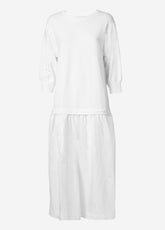 LINEN FLEECED LONG DRESS - WHITE - WHITE | DEHA