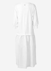 LINEN FLEECED LONG DRESS - WHITE - Outlet | DEHA