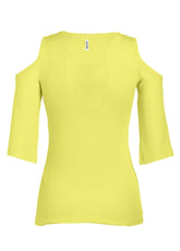CUT-OUT RIBBED T-SHIRT - YELLOW - Outlet | DEHA