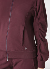 FELPA ZIP CON DETTAGLI IN COSTINA ROSSO - TIBETAN RED | DEHA