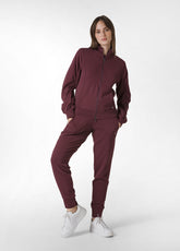FELPA ZIP CON DETTAGLI IN COSTINA ROSSO - TIBETAN RED | DEHA