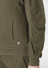 FELPA ZIP CON DETTAGLI IN COSTINA VERDE - OLIVE GREEN | DEHA