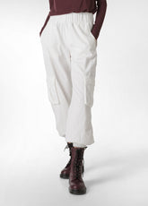 PANTALONE CARGO IN VELLUTO BIANCO - MILK WHITE | DEHA