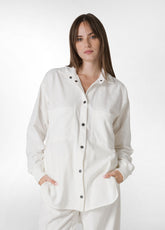 CORDUROY COMBINED SHIRT, WHITE - Shirts & Blouses | DEHA
