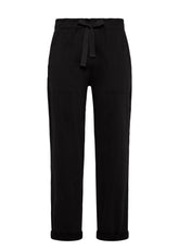 GABARDINE DRAWSTRING PANTS - BLACK | DEHA