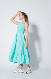 HALTER VOLUMINOUS DRESS - BLUE - ACQUA GREEN | DEHA