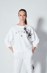 SHORT GRAPHIC SWEATSHIRT - WHITE - Knitwear - Outlet | DEHA