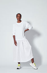 LINEN FLEECED LONG DRESS - WHITE - WHITE | DEHA