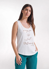 WHITE GRAPHIC PRINT TOP IN ORGANIC COTTON JERSEY - MADE IN ITALY | DEHA