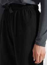 PANTALONI IN VELLUTO CON COULISSE IN VITA NERO - BLACK | DEHA