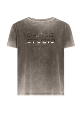 WOMEN'S MARBLE-EFFECT T-SHIRT - MULTICOLOR - MARBLED TAUPE BROWN | DEHA