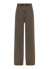 PANTALONE A MAGLIA IN MISTO CASHMERE MARRONE - Pantaloni | DEHA