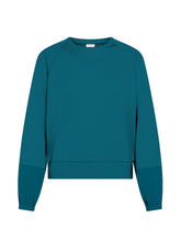 FELPA GIROCOLLO COTONE MODAL E RASO VERDE - TEAL GREEN | DEHA
