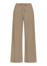 PANTALONI IN POPLINE ELASTICIZZATO MARRONE - KHAKI BROWN | DEHA