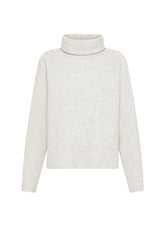 MAGLIA IN LANA A COLLO ALTO IN LUREX BIANCO - MILK WHITE | DEHA