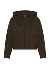 FELPA FULL ZIP JACQUARD SPIGATO E LUREX OTHER - DARK BROWN | DEHA