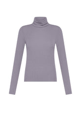 PURPLE CASHMERE BLEND TURTLENECK LONG SLEEVE T-SHIRT - DUSTY LILAC | DEHA