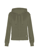 FELPA IN CINIGLIA CON ZIP E CAPPUCCIO MARRONE - KAKI BROWN | DEHA