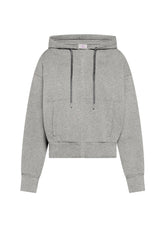 FELPA COTONE STRETCH CON ZIP E CAPPUCCIO GRIGIO - GREY MELANGE | DEHA