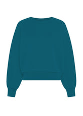 FELPA GIROCOLLO IN COTONE VERDE - TEAL GREEN | DEHA