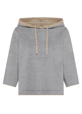 MAGLIA GIROCOLLO BICOLORE CON CAPPUCCIO GRIGIO - SILVER GREY | DEHA