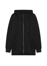 FELPA IN COTONE PESANTE CON ZIP NERO - BLACK | DEHA