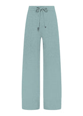 PANTALONE IN MAGLIA CON PAILLETTES BLU - FOGGY LIGHT BLUE | DEHA
