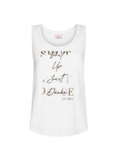 TOP CON STAMPA GRAFICA IN JERSEY ORGANICO BIANCO - Leisurewear | DEHA