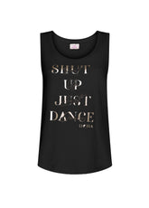 TOP CON STAMPA GRAFICA IN JERSEY ORGANICO NERO - BLACK | DEHA