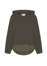 KAPUZEN-SWEATSHIRT MIT DETAILS AUS MODAL-SATIN - BRAUN - COCOA BROWN | DEHA