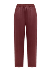 SLIM-FIT-HOSE AUS BIO-BAUMWOLLE IN LEDEROPTIK - ROT - CHERRY RED | DEHA